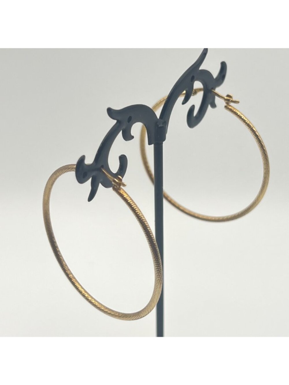 LIRM Italy 925 Sterling Silver 14k Gold Overlay Hoop Earrings 1.75" Textured - Picture 9 of 9